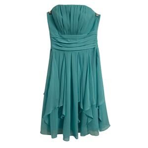𝅺David's Bridal Women's 2 Chiffon Ruffle Strapless Formal Prom Bridesmaid Dress